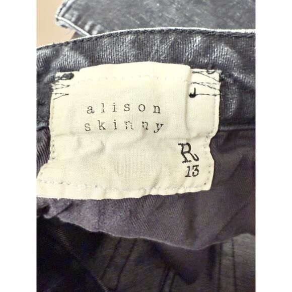 R13 Alison Mid Rise Whiskered Denim Skinny Jeans Morrison Black Women's Size 28 - Picture 6 of 6